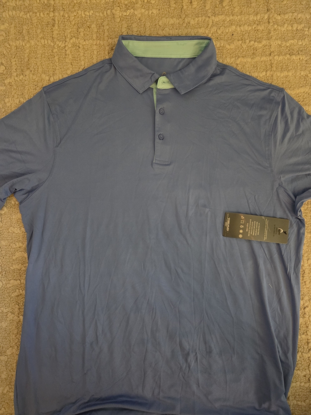 Head Golf Polo with Light Green Collar Trim, XL